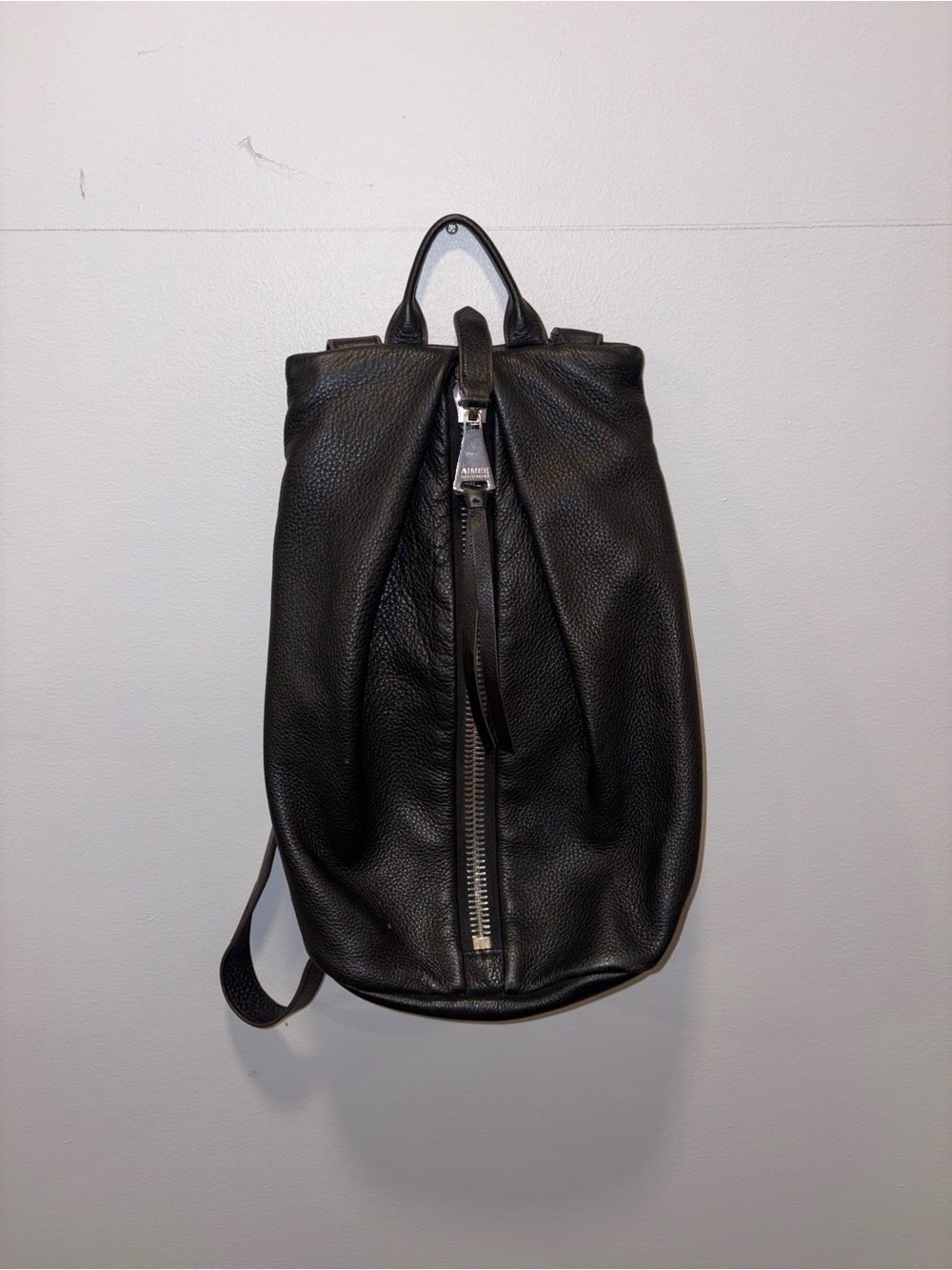Aimee Kestenberg Tamitha Black Pebbled Leather Backpack Silver Hardware